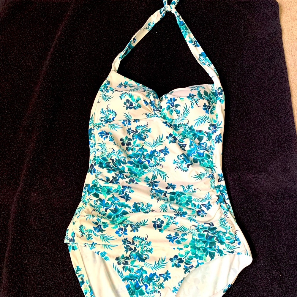 Tommy Bahama Floral Isle halter piece bathing suit.